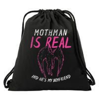 Mothman Design For Cryptid Lover Mothman Is My Boyfriend Drawstring Bag