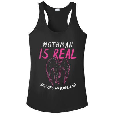 Mothman Design For Cryptid Lover Mothman Is My Boyfriend Ladies PosiCharge Competitor Racerback Tank