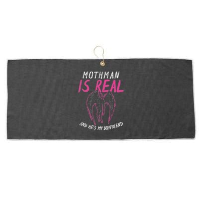 Mothman Design For Cryptid Lover Mothman Is My Boyfriend Large Microfiber Waffle Golf Towel