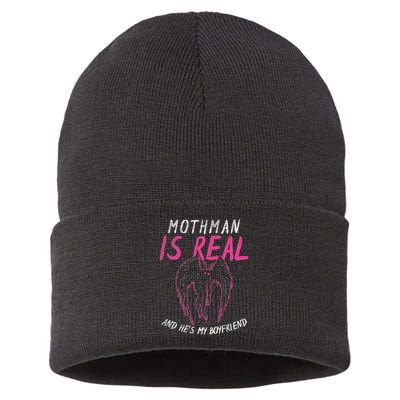 Mothman Design For Cryptid Lover Mothman Is My Boyfriend Sustainable Knit Beanie
