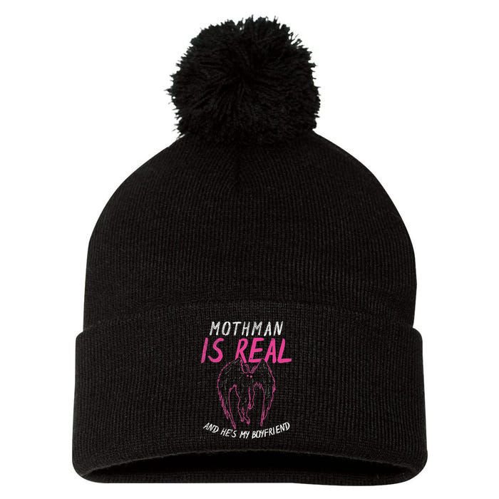 Mothman Design For Cryptid Lover Mothman Is My Boyfriend Pom Pom 12in Knit Beanie