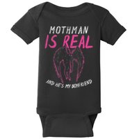 Mothman Design For Cryptid Lover Mothman Is My Boyfriend Baby Bodysuit