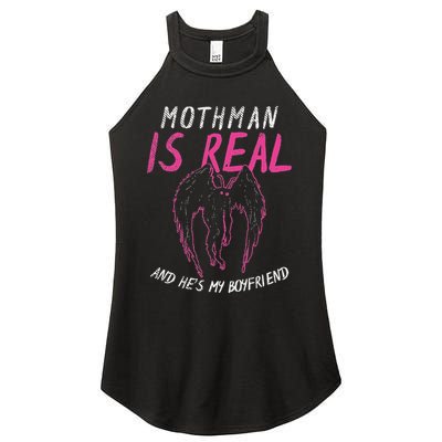 Mothman Design For Cryptid Lover Mothman Is My Boyfriend Women's Perfect Tri Rocker Tank
