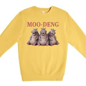 Moo Deng Funny Hippo Pygmy Hippopotamu Premium Crewneck Sweatshirt