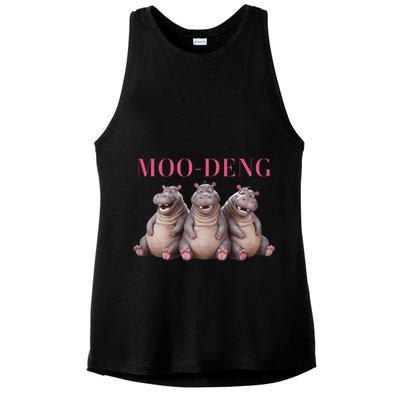 Moo Deng Funny Hippo Pygmy Hippopotamu Ladies PosiCharge Tri-Blend Wicking Tank