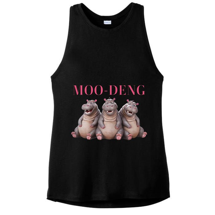 Moo Deng Funny Hippo Pygmy Hippopotamu Ladies PosiCharge Tri-Blend Wicking Tank
