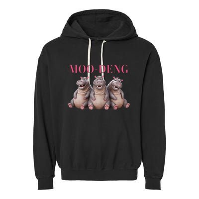 Moo Deng Funny Hippo Pygmy Hippopotamu Garment-Dyed Fleece Hoodie