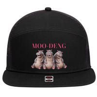 Moo Deng Funny Hippo Pygmy Hippopotamu 7 Panel Mesh Trucker Snapback Hat