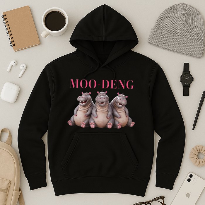 Moo Deng Funny Hippo Pygmy Hippopotamu Hoodie