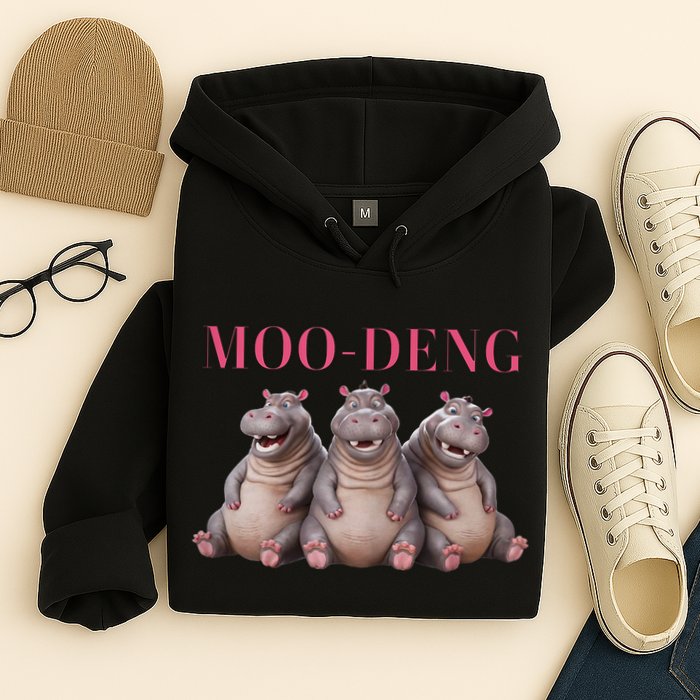 Moo Deng Funny Hippo Pygmy Hippopotamu Hoodie