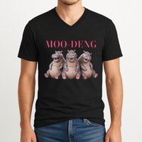 Moo Deng Funny Hippo Pygmy Hippopotamu V-Neck T-Shirt