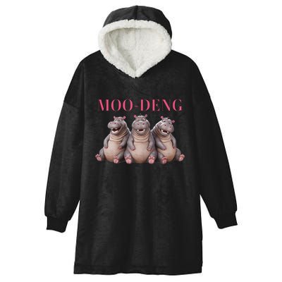 Moo Deng Funny Hippo Pygmy Hippopotamu Hooded Wearable Blanket