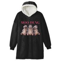 Moo Deng Funny Hippo Pygmy Hippopotamu Hooded Wearable Blanket