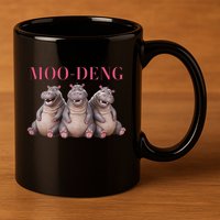 Moo Deng Funny Hippo Pygmy Hippopotamu 11oz C Handle Ceramic Mug