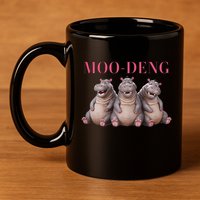 Moo Deng Funny Hippo Pygmy Hippopotamu 11oz C Handle Ceramic Mug