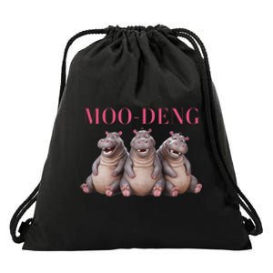 Moo Deng Funny Hippo Pygmy Hippopotamu Drawstring Bag