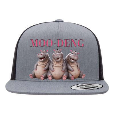 Moo Deng Funny Hippo Pygmy Hippopotamu Flat Bill Trucker Hat