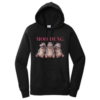 Moo Deng Funny Hippo Pygmy Hippopotamu Women's Pullover Hoodie