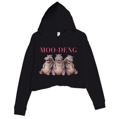 Moo Deng Funny Hippo Pygmy Hippopotamu Crop Fleece Hoodie