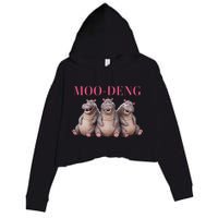 Moo Deng Funny Hippo Pygmy Hippopotamu Crop Fleece Hoodie