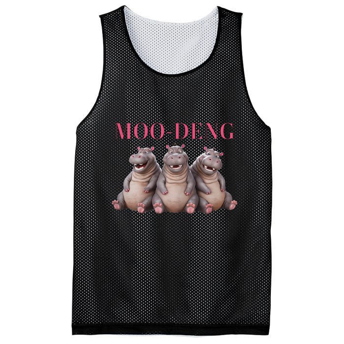 Moo Deng Funny Hippo Pygmy Hippopotamu Mesh Reversible Basketball Jersey Tank