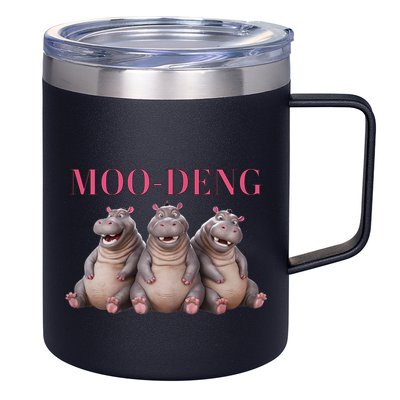 Moo Deng Funny Hippo Pygmy Hippopotamu 12oz Stainless Steel Coffee Mug