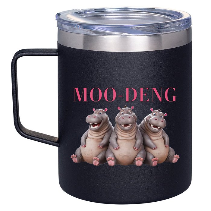 Moo Deng Funny Hippo Pygmy Hippopotamu 12oz Stainless Steel Coffee Mug