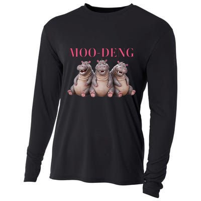 Moo Deng Funny Hippo Pygmy Hippopotamu Cooling Performance Long Sleeve Crew
