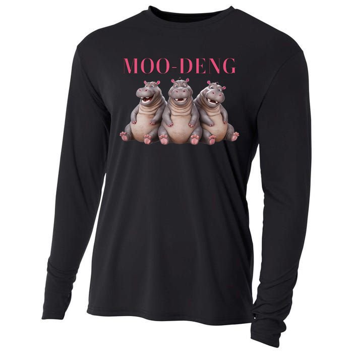 Moo Deng Funny Hippo Pygmy Hippopotamu Cooling Performance Long Sleeve Crew