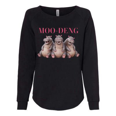 Moo Deng Funny Hippo Pygmy Hippopotamu Womens California Wash Sweatshirt