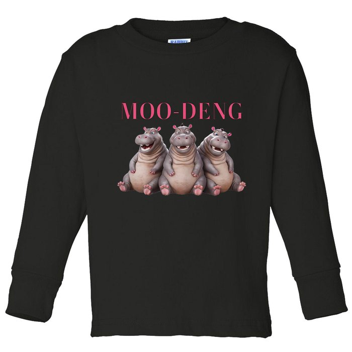 Moo Deng Funny Hippo Pygmy Hippopotamu Toddler Long Sleeve Shirt