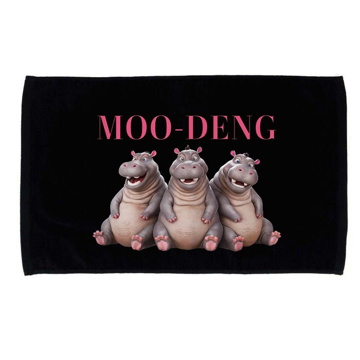 Moo Deng Funny Hippo Pygmy Hippopotamu Microfiber Hand Towel