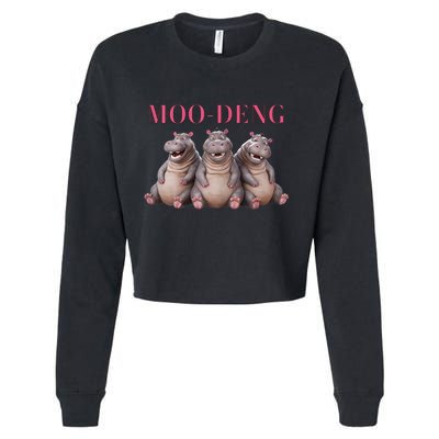 Moo Deng Funny Hippo Pygmy Hippopotamu Cropped Pullover Crew