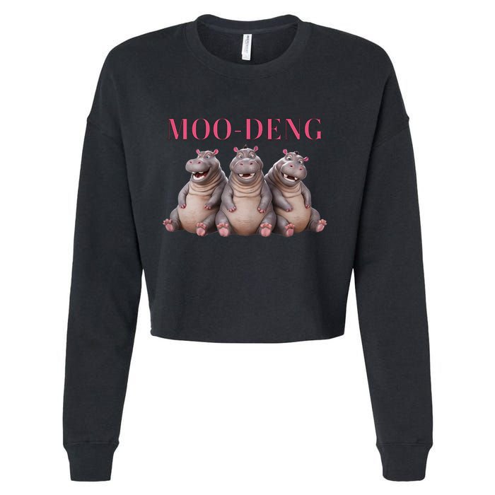 Moo Deng Funny Hippo Pygmy Hippopotamu Cropped Pullover Crew