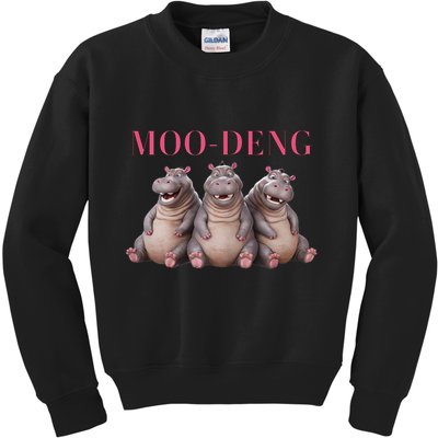 Moo Deng Funny Hippo Pygmy Hippopotamu Kids Sweatshirt