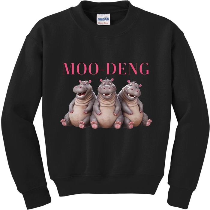 Moo Deng Funny Hippo Pygmy Hippopotamu Kids Sweatshirt