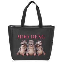 Moo Deng Funny Hippo Pygmy Hippopotamu Zip Tote Bag