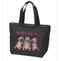 Moo Deng Funny Hippo Pygmy Hippopotamu Zip Tote Bag