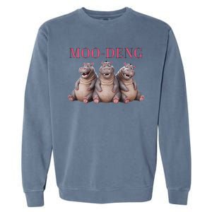 Moo Deng Funny Hippo Pygmy Hippopotamu Garment-Dyed Sweatshirt