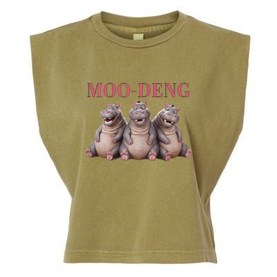 Moo Deng Funny Hippo Pygmy Hippopotamu Garment-Dyed Women's Muscle Tee