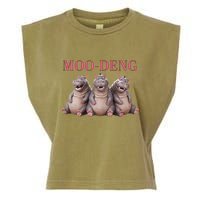 Moo Deng Funny Hippo Pygmy Hippopotamu Garment-Dyed Women's Muscle Tee