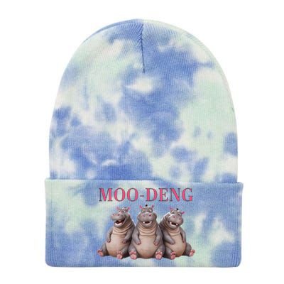 Moo Deng Funny Hippo Pygmy Hippopotamu Tie Dye 12in Knit Beanie