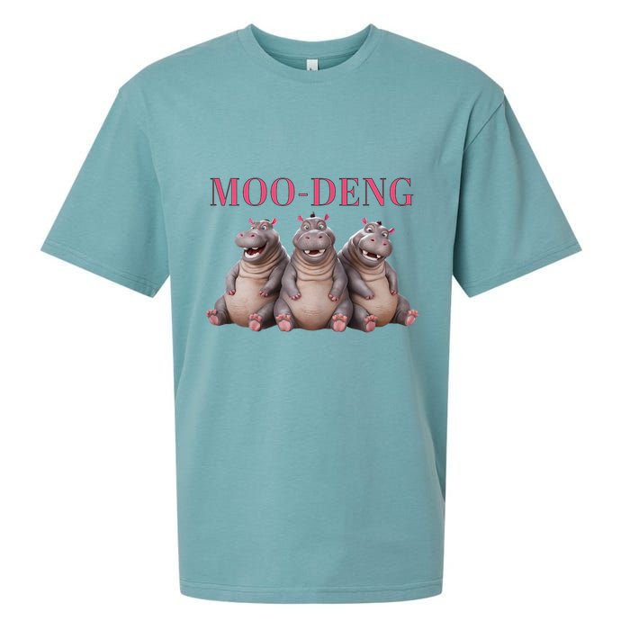Moo Deng Funny Hippo Pygmy Hippopotamu Sueded Cloud Jersey T-Shirt
