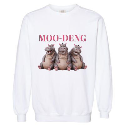 Moo Deng Funny Hippo Pygmy Hippopotamu Garment-Dyed Sweatshirt