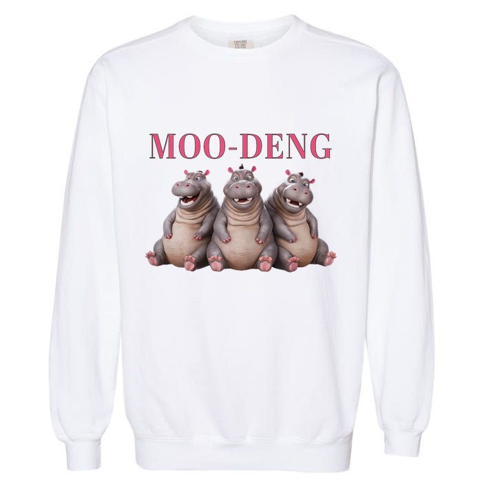 Moo Deng Funny Hippo Pygmy Hippopotamu Garment-Dyed Sweatshirt