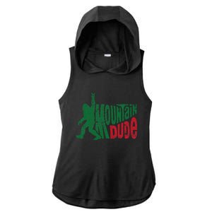 Mountain Dude Funny Bigfoot Sasquatch Rock On Hiking Ladies PosiCharge Tri-Blend Wicking Draft Hoodie Tank