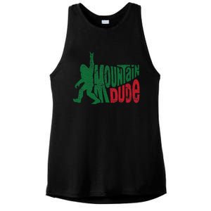 Mountain Dude Funny Bigfoot Sasquatch Rock On Hiking Ladies PosiCharge Tri-Blend Wicking Tank