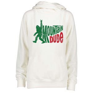 Mountain Dude Funny Bigfoot Sasquatch Rock On Hiking Womens Funnel Neck Pullover Hood