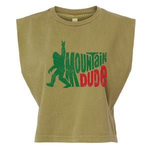 Mountain Dude Funny Bigfoot Sasquatch Rock On Hiking Garment-Dyed Women's Muscle Tee