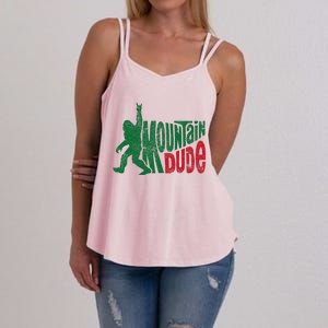 Mountain Dude Funny Bigfoot Sasquatch Rock On Hiking Women's Strappy Tank